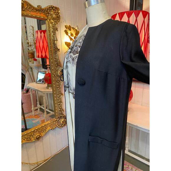 vtg 1960s 2 piece sheath and coat trompe l'oeil fabiola reversible 60s fashion - Picture 12 of 15